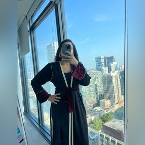 Black and Burgundy Velvet Robe